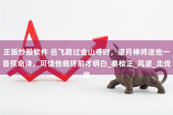 正版炒股软件 岳飞路过金山寺时，道月禅师送他一首保命诗，可惜他临终前才明白_秦桧正_风波_北伐